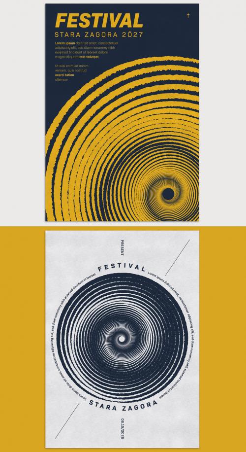 Hypnotic Spiral Tunnel Retro Design Cover Layout - 440173071
