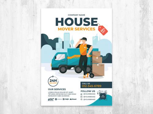 House Move Service Flyer with Blue Truck
 - 440174283