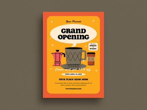 Grand Opening Coffee Flyer Layout - 440176561