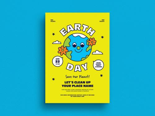 90S Style Earth Day Event Flyer Layout - 440176564