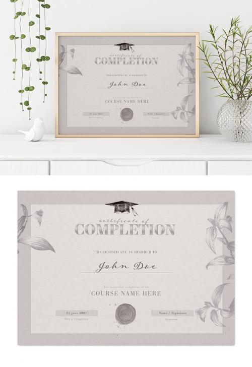 Botanical Grey Color Certificate of Completion - 440178135