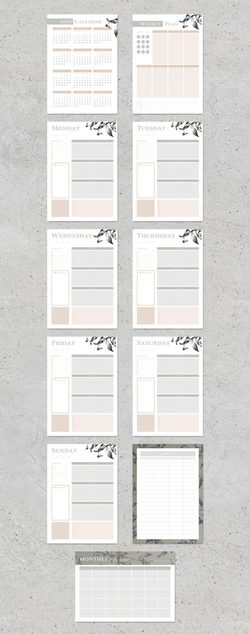 Minimal Style Weekly Planner Set - 440178156