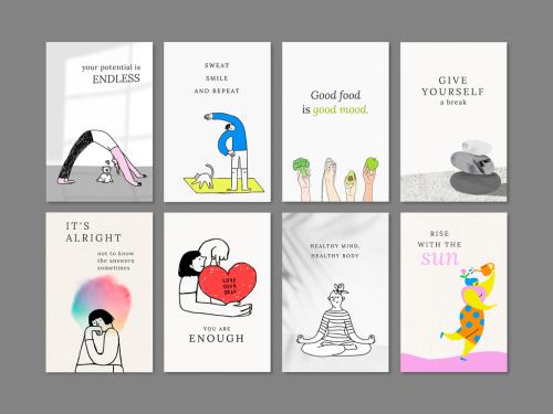 Health and Wellness Templates with Cute Illustrations - 440289858
