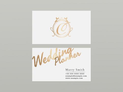 Business Card Template with Gold Font - 440289947