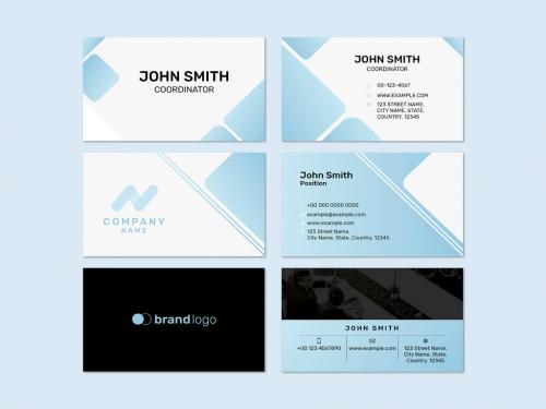 Blue and White Design Business Card Template - 440289956