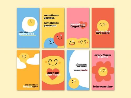 Cute Doodle Smile Emoticons Banner Set - 440289972