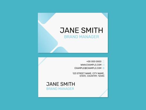 White and Blue Business Card Template - 440289986