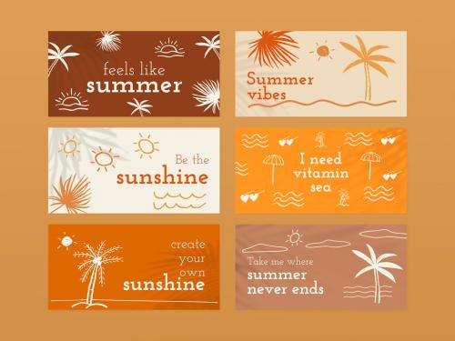 Editable Summer Template Set in Doodle Style - 440290025