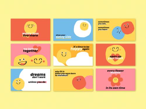 Cute Positive Quote Template Set - 440290027