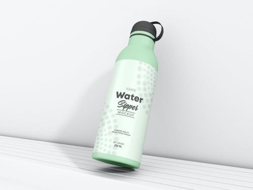 Plastic Water Sipper Bottle Branding Mockup Set