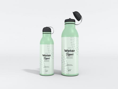 Plastic Water Sipper Bottle Branding Mockup Set