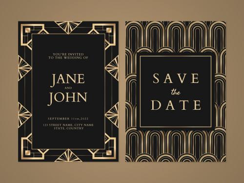 Wedding Invitation Card Template with Geometric Style - 440290066