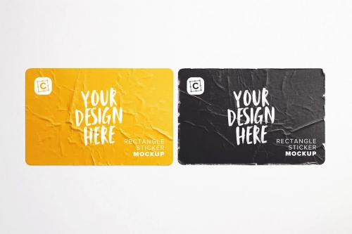 Two Used Rectangle Stickers Mockup