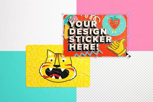 Two Used Rectangle Stickers Mockup