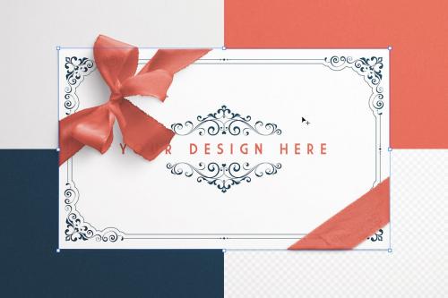 Card with Knotted Corner Ribbon Mockup