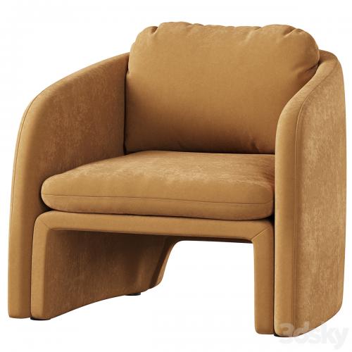 Low chair upholstered in suede, Warren