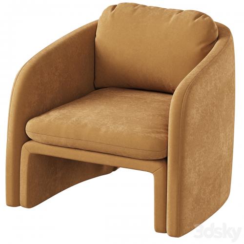 Low chair upholstered in suede, Warren