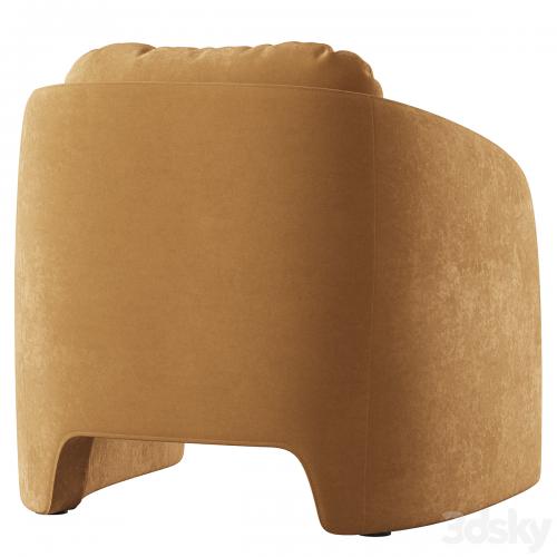 Low chair upholstered in suede, Warren