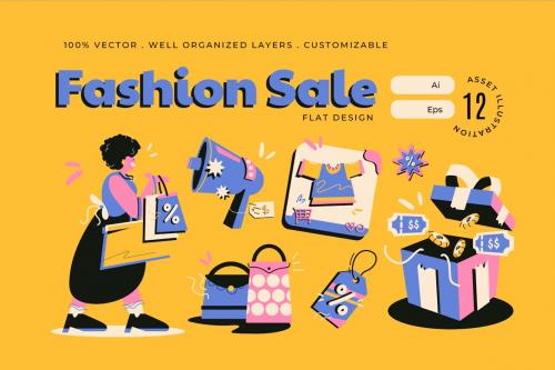 Yellow Fashion Sale Asset Illustration