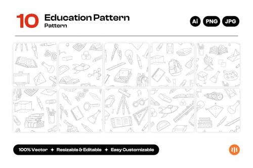 Education Pattern Background with Doodle Style