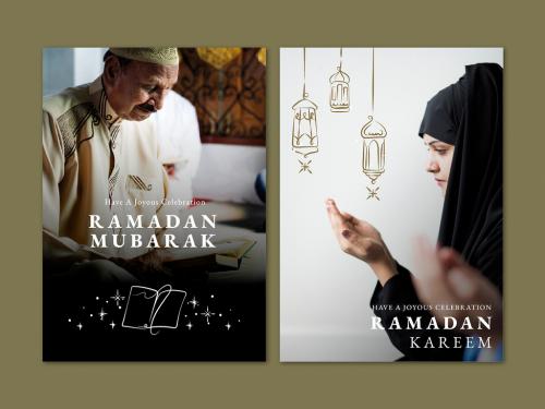 Ramadan Kareem Poster Layout with Greeting Set - 441407770