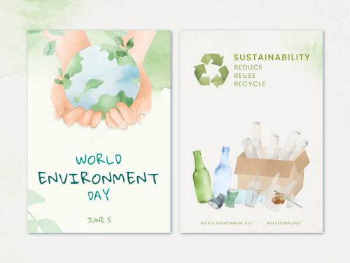 Editable Environment Poster Layout in Watercolor - 441407778