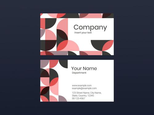 Pink Geometric Patterned Business Card Layout - 441407835