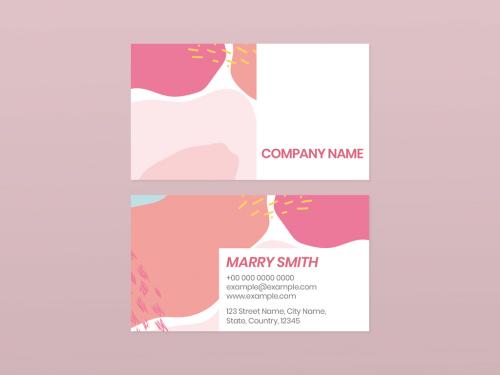 Colorful Memphis Pattern Business Card Template - 441407837
