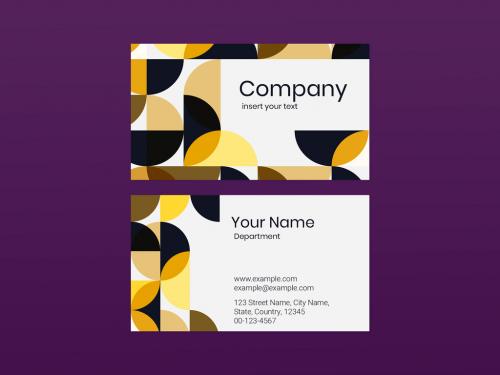 Yellow and Black Geometric Patterned Business Card - 441407864