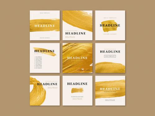 Golden Brush Stroke Business Layout Collection - 441407865