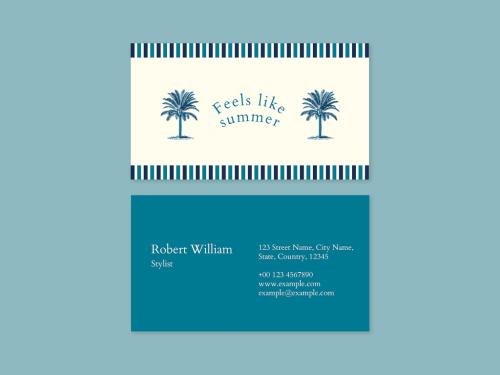 Editable Vintage Summer Business Card Layout - 441407900