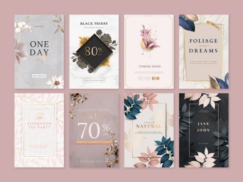 Editable Floral Layout Frame Collection - 441407917