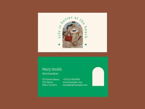 Business Card Layout in Tropical Style - 442162581