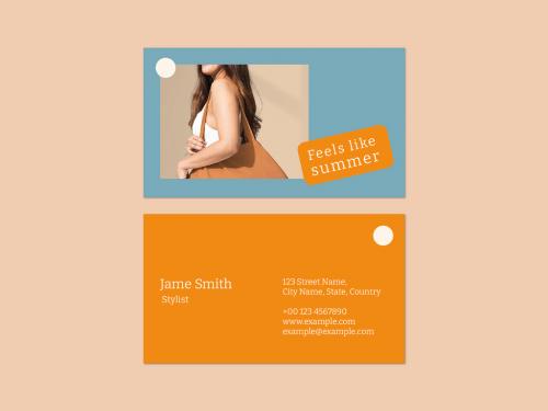 Business Card Layout with Summer Style - 442162600