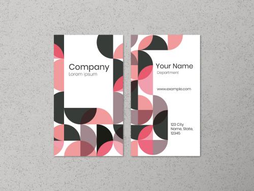 Pink Geometric Patterned Business Card Layout - 442162623