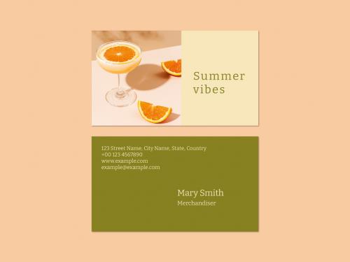 Editable Summer Vibes Name Card Layout - 442162662