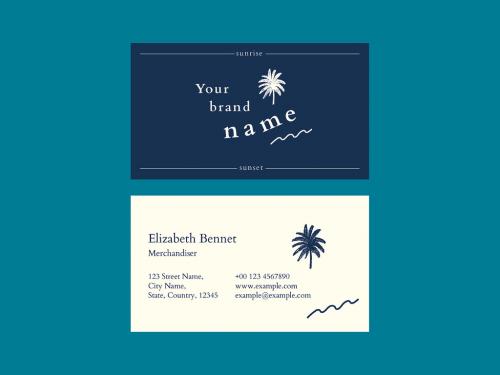 Printable Summer Business Card Layout with Tropical Design - 442162689