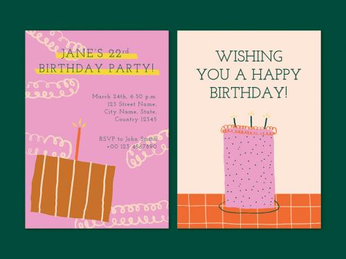 Birthday Invitation Card Layour with Cute Design - 442162693