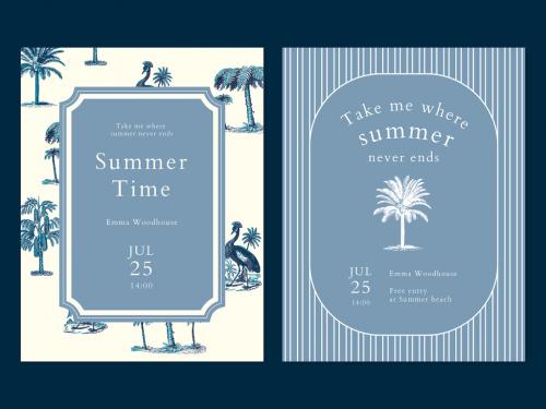 Blue Summer Flyer Layout with Tropical Background - 442162700