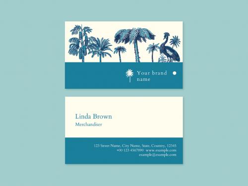 Summer Business Card Layout with Tropical Style - 442162727