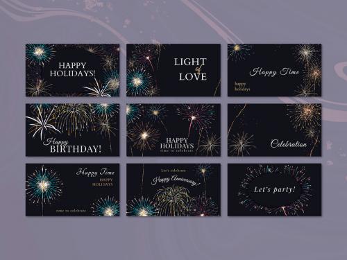 Editable Shiny Fireworks Banner Layout - 442162742