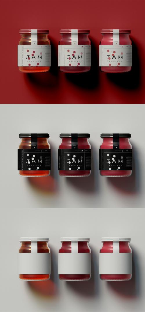 Front View of three Jam Jars Mockup - 442175804