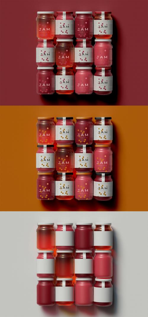 Jam Jar Packaging with Label Mockup - 442175809