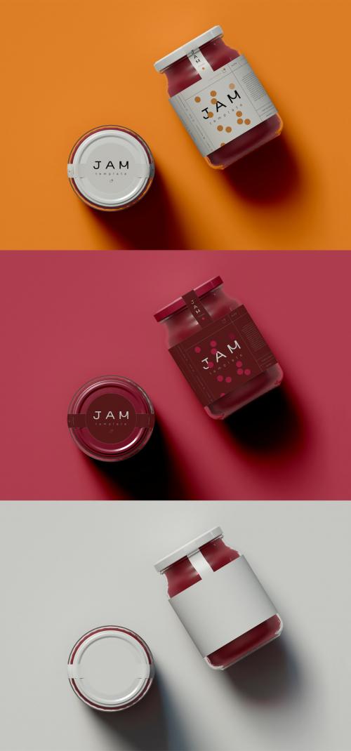 Two Jam Jars Packaging Mockup - 442175827