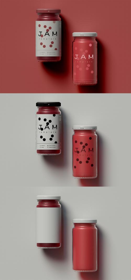 Two Cylindrical Jam Jars Mockup - 442175884