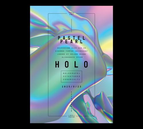 Modern Iridescent Holographic Creative Poster Layout with Abstract Shapes Background
 - 442378413