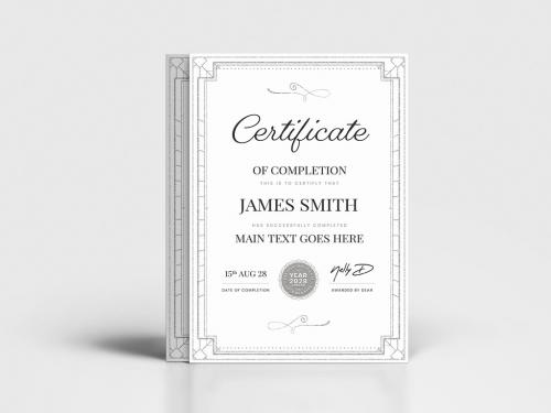 Modern Certificate Art Deco Style Silver Frame - 442380666