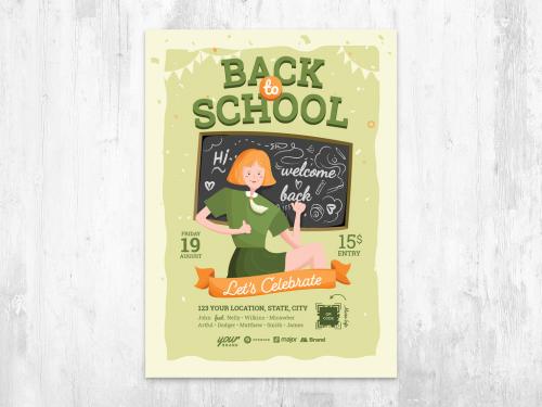 Back to School Flyer Poster Layout with Blackboard - 442380669