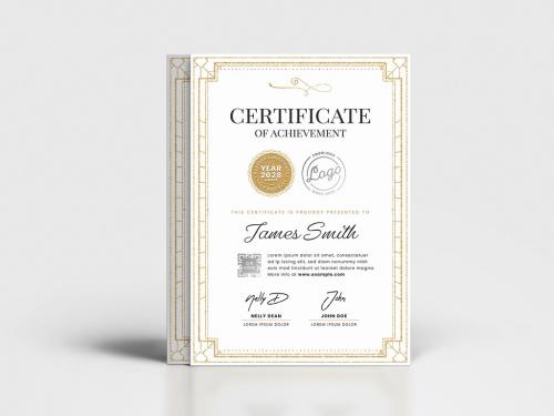 Classic Certificate Art Deco Style Gold Frame Illustrator - 442380675