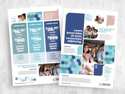 Insurance for Health Flyer Layout A4 White and Blue - 442380695